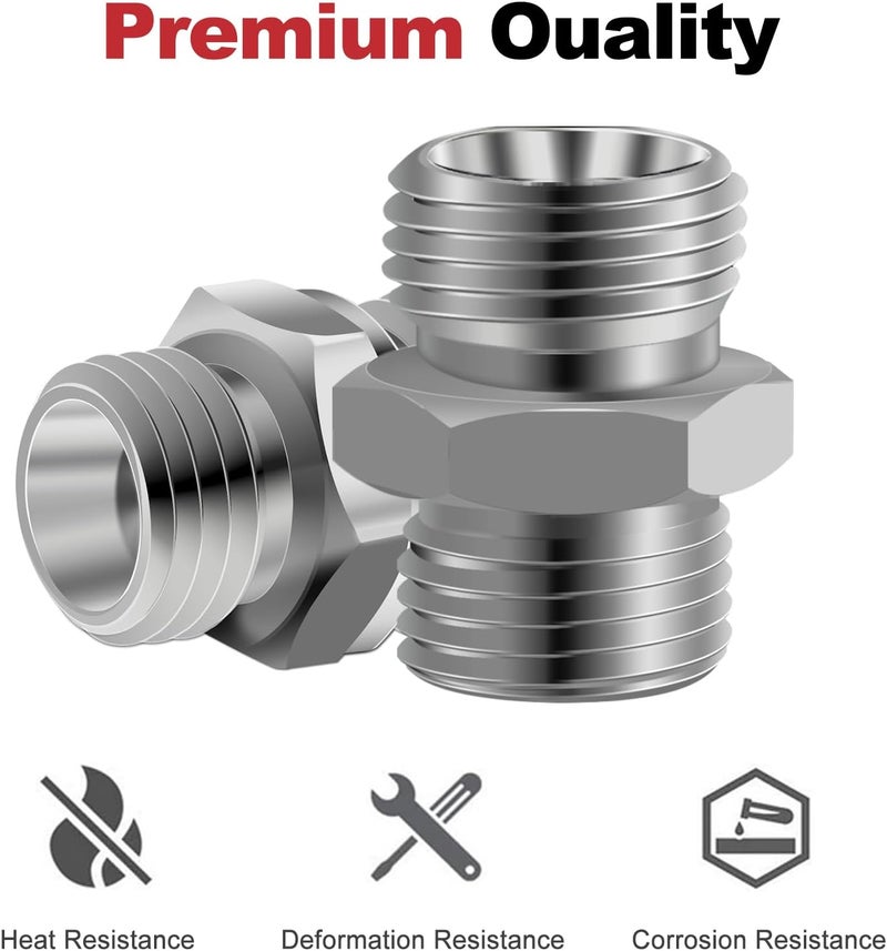joytrace 2pcs M16 to M16 Carbon Stee Fittings Adapters for Mini Excavator Adapting, Reducing Or Enlarging Connect Such Air Pipe, Fuel Pipe, Water Pipe, Etc Full Port Straight Pipe Fitting Connector - Image 2